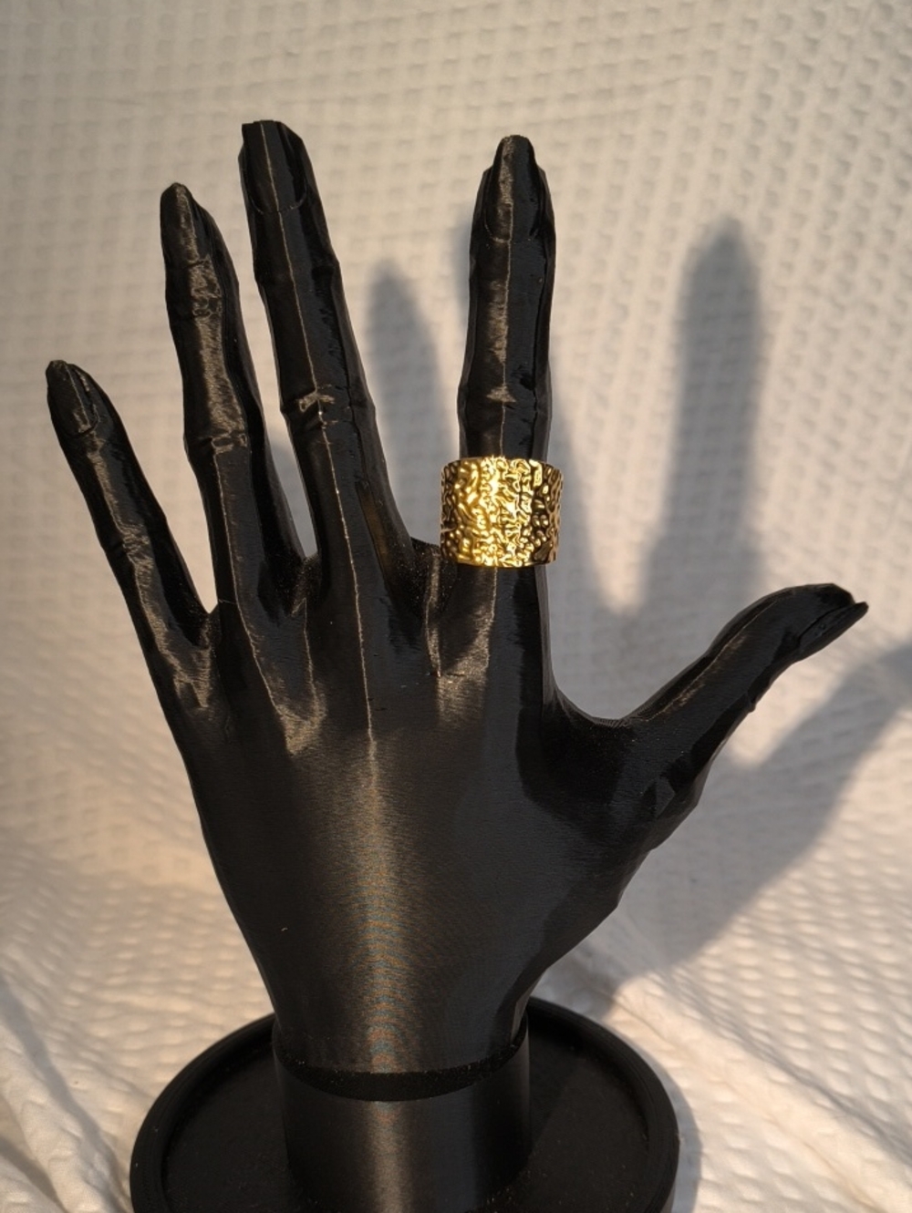 Gold Textured Wide Band Ring - Women Jewelry Adjustable 7-9